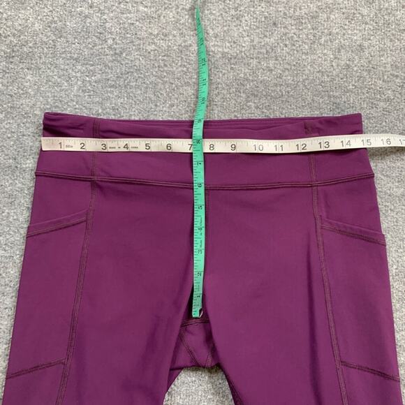 Lululemon Leggings Womens 10 Grape Stuff Stretch Scalloped Hem Pockets Low Rise - Picture 9 of 15